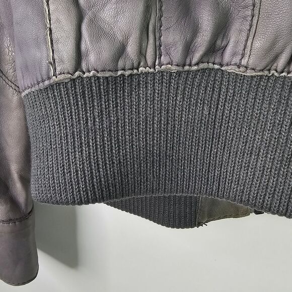 Guess Gray Leather Motorcycle Bomber Jacket - Picture 10 of 12